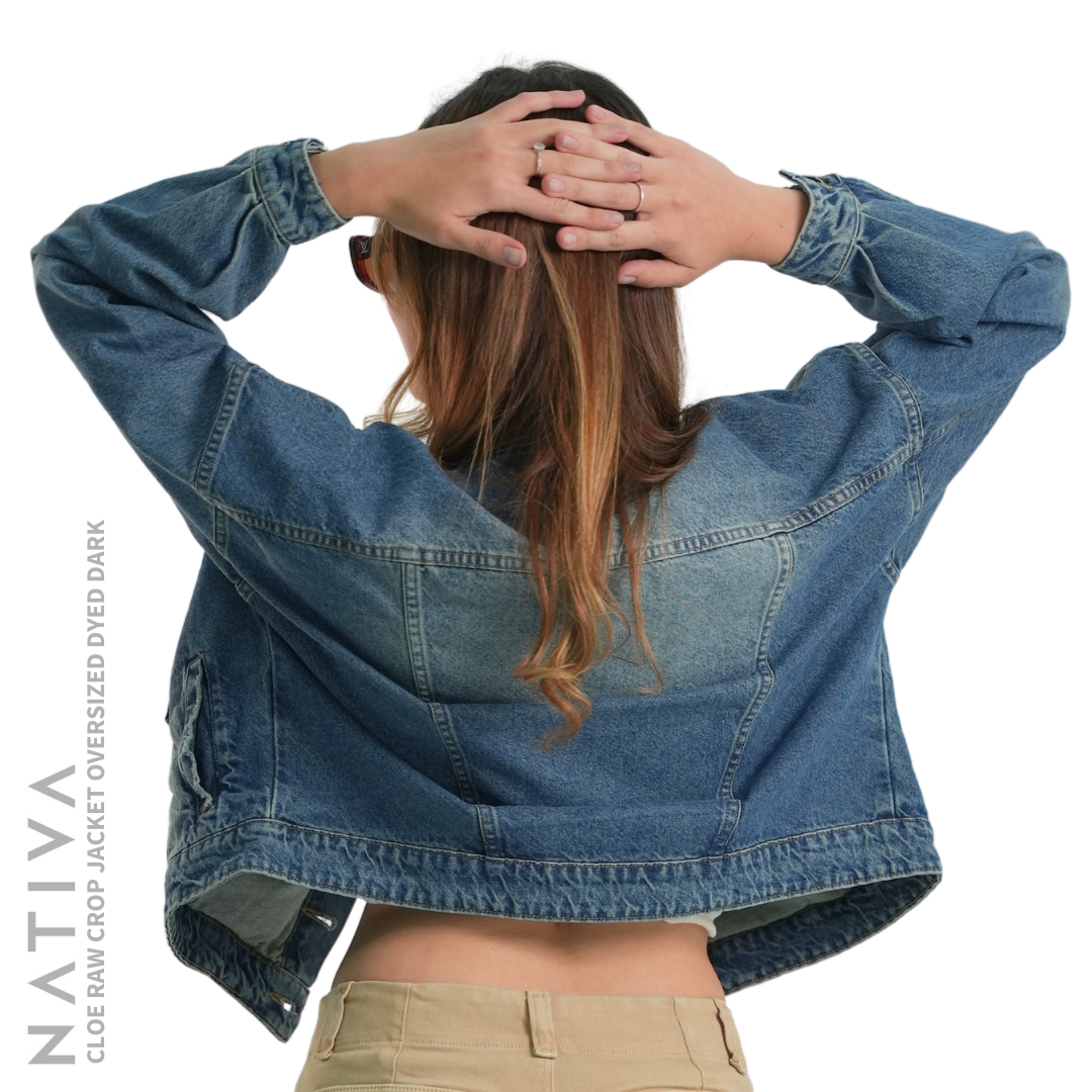 CLOE RAW CROP JACKET OVERSIZED DYED DARK