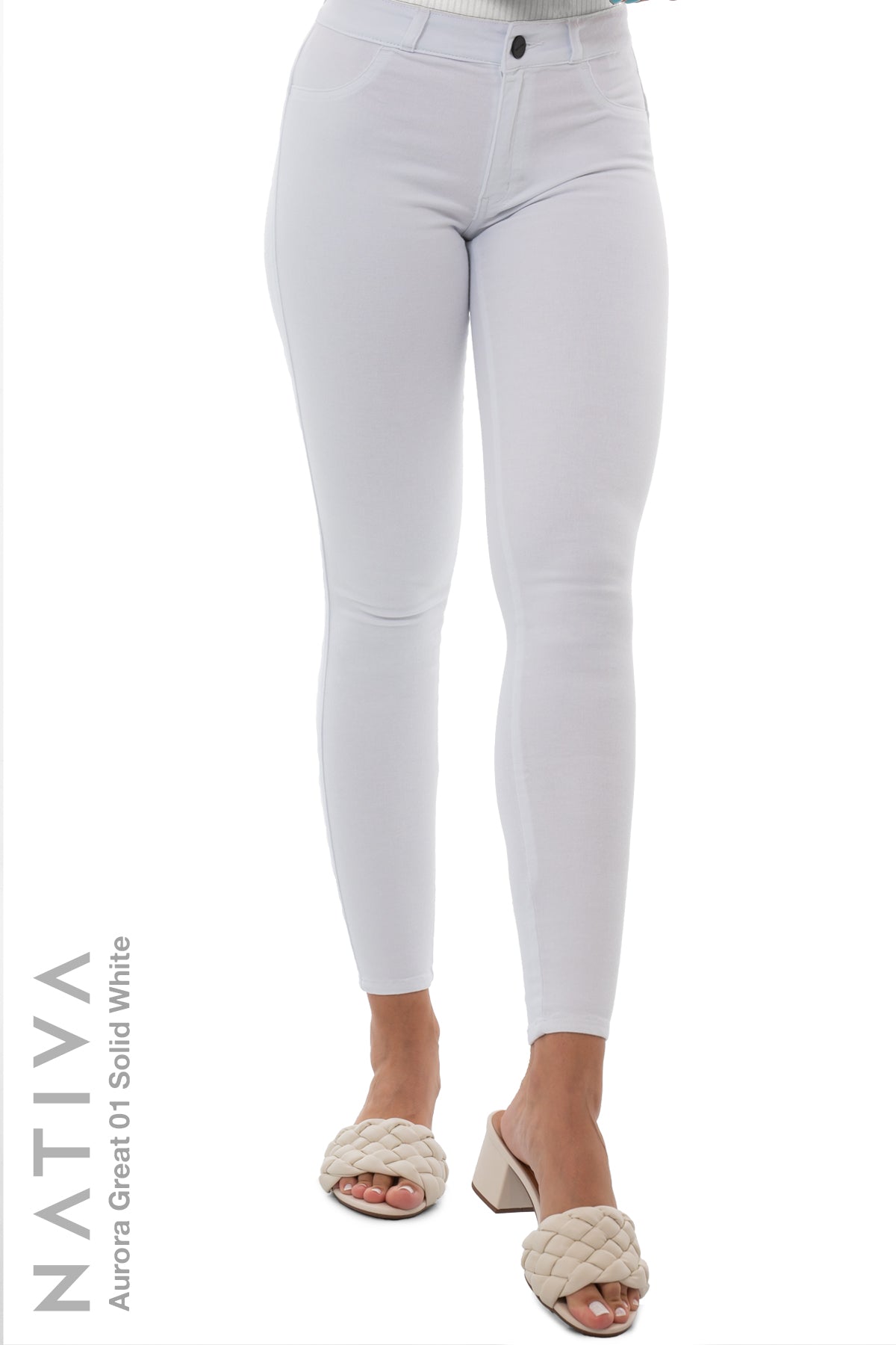 SUPER SKINNY JEANS, AURORA GREAT 01 WHITE, Talle Medio. Moldeador. Cuatro Estaciones. Tecnología No Stress®