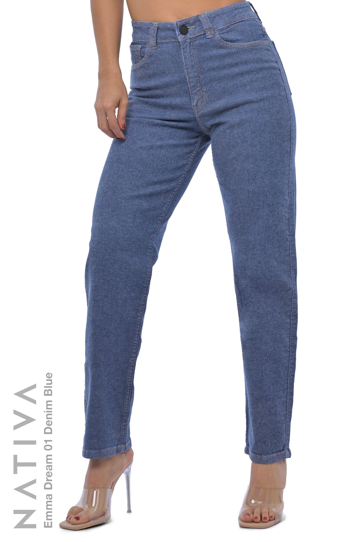 STRAIGHT JEANS, EMMA DREAM 01 DENIM BLUE. Talle Alto. Con tejidos super elásticos ESFD (Extreme Stretch Flattering Denim). Cintura Ajustable PERFECT FIT®
