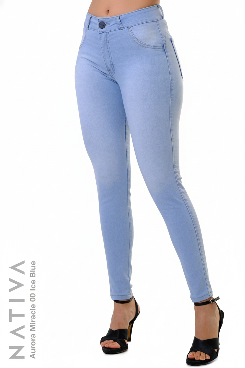 SUPER SKINNY JEANS, AURORA MIRACLE 00 ICE BLUE, Talle Medio. Moldeador. Movimiento Intenso. Tecnología No Stress®