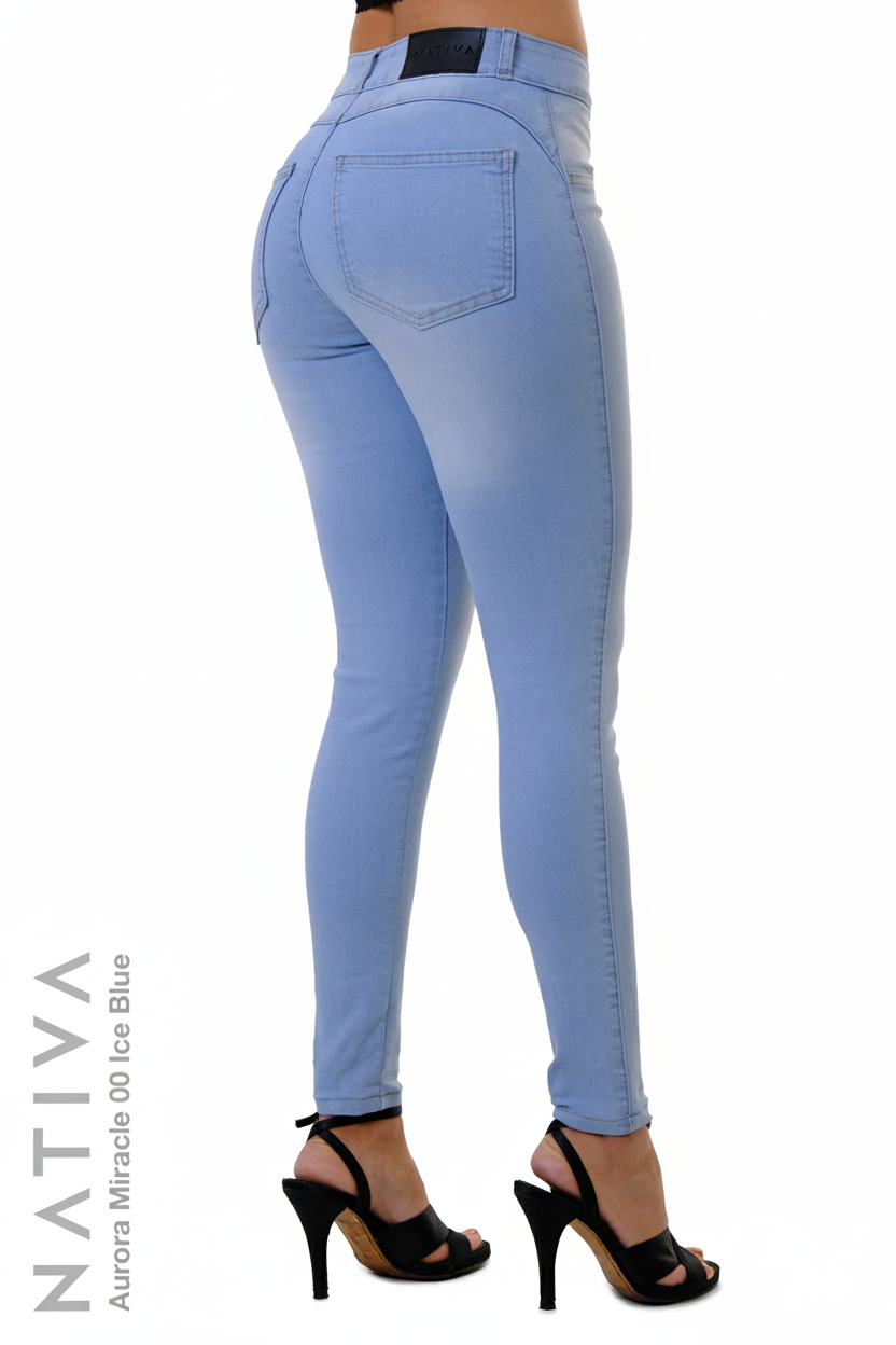 SUPER SKINNY JEANS, AURORA MIRACLE 00 ICE BLUE, Talle Medio. Moldeador. Movimiento Intenso. Tecnología No Stress®
