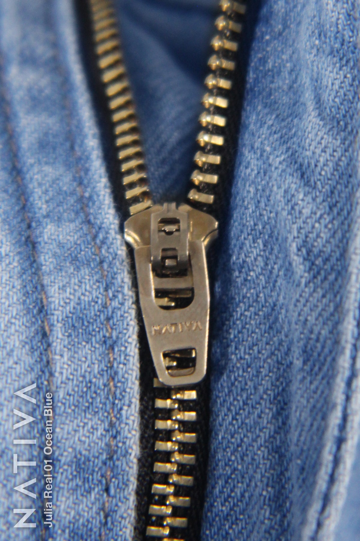 WIDE LEG True Denim Jeans, JULIA REAL 01 OCEAN BLUE. Talle Alto. 100% Algodón Nativo Virgen. Rígido Auténtico e Interminable. Cintura Ajustable PERFECT FIT®