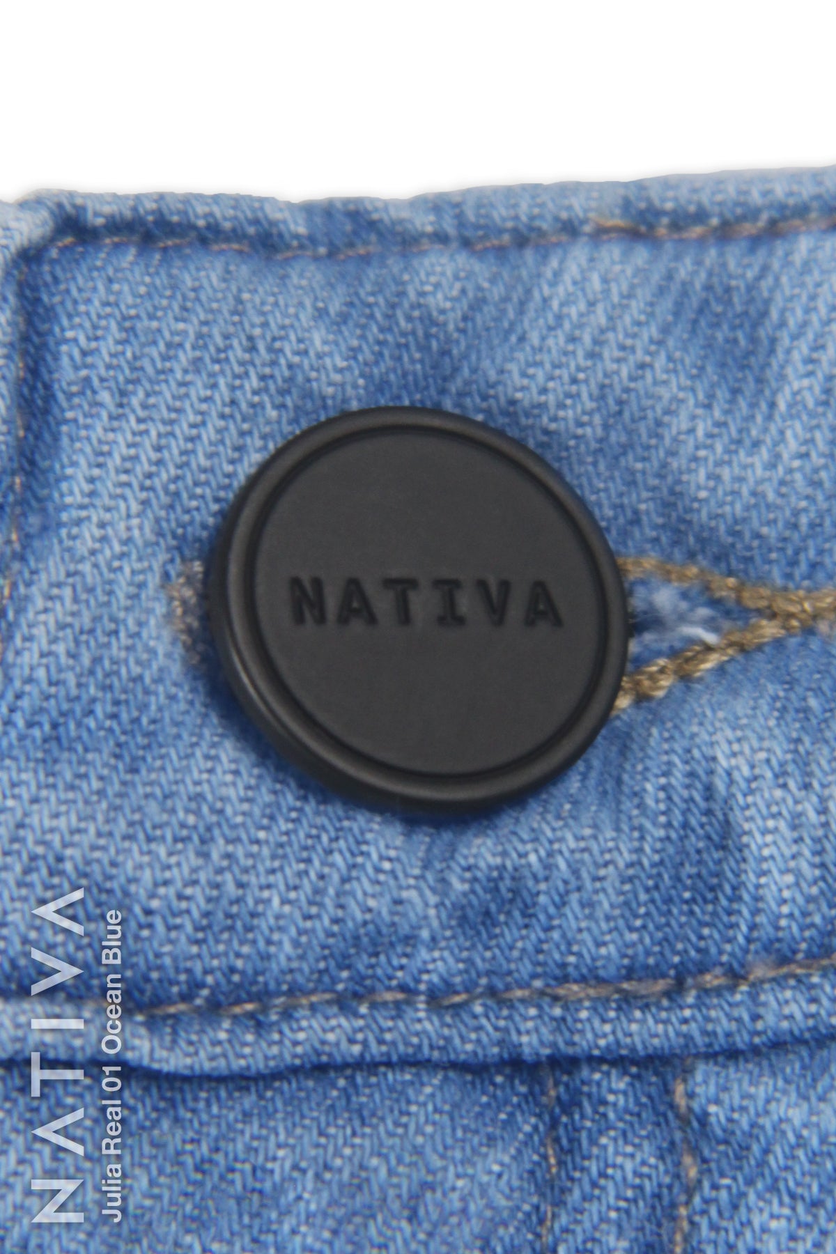 WIDE LEG True Denim Jeans, JULIA REAL 01 OCEAN BLUE. Talle Alto. 100% Algodón Nativo Virgen. Rígido Auténtico e Interminable. Cintura Ajustable PERFECT FIT®