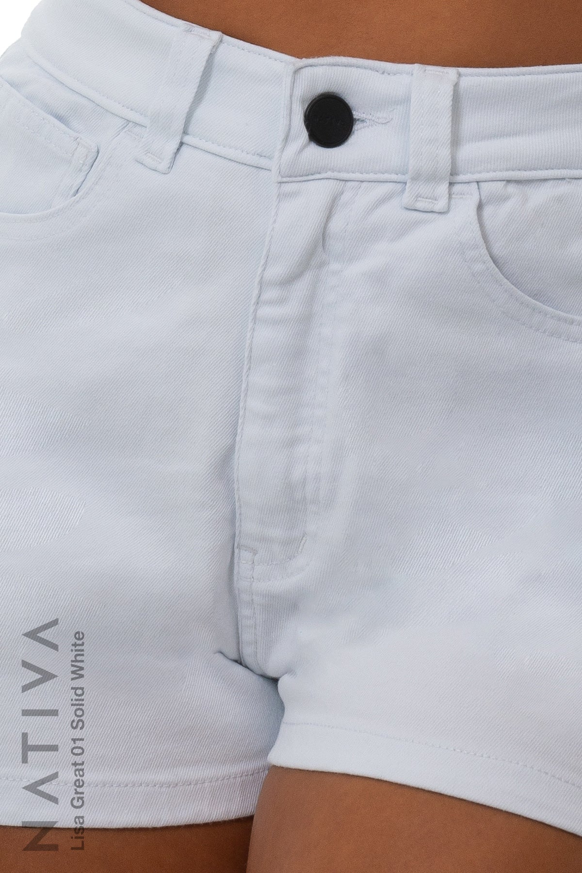 MOM SHORTS, LISA GREAT 01 WHITE. Talle Alto. Moldeador. ESFD (Extreme Stretch Flattering Denim). Confort Extremo