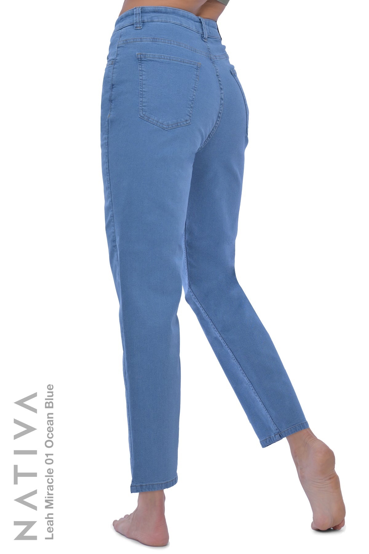 LEGGING JEANS, LEAH MIRACLE 01 OCEAN BLUE. Talle Alto. De Fácil Colocado y Tejido Super Elástico. Moldeador y Afirmador. Casual 7 días. Tecnología No Stress®