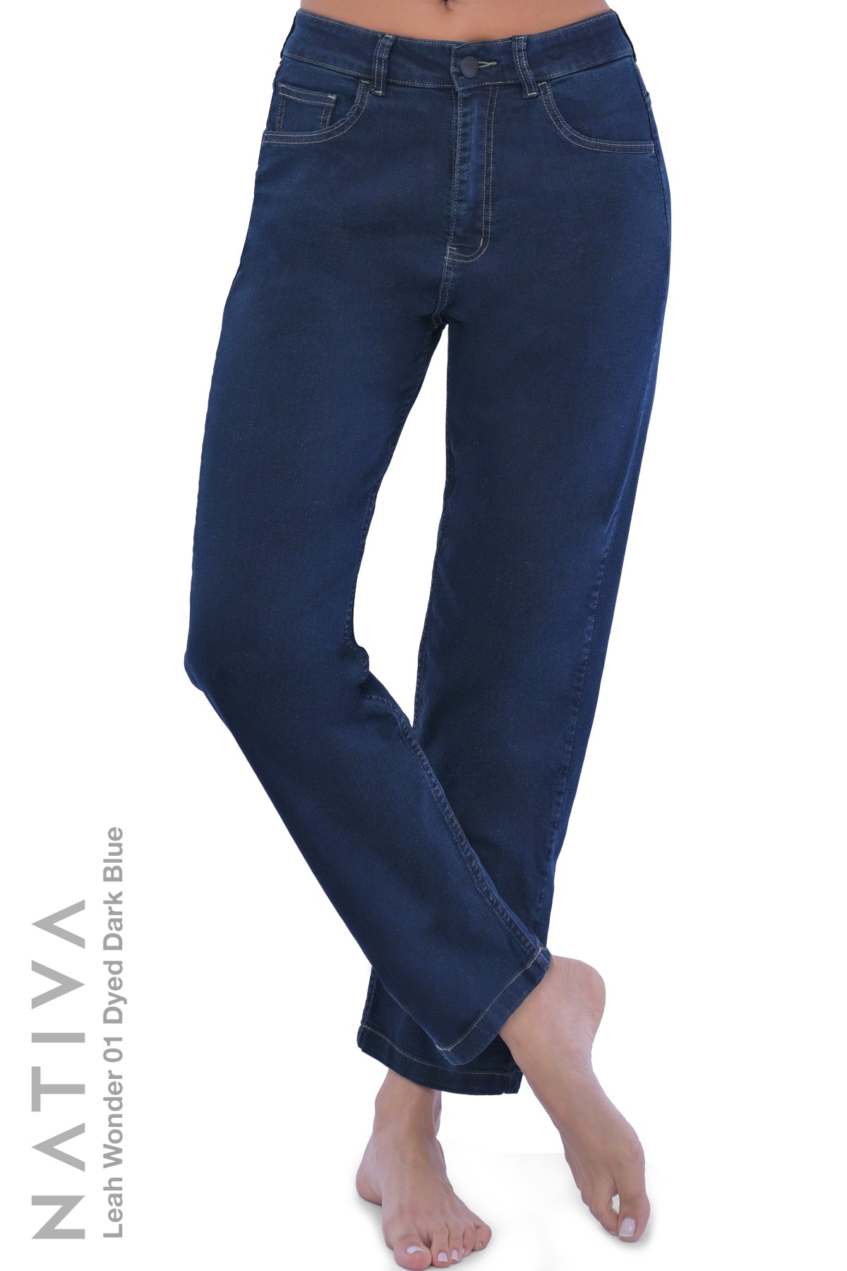 LEGGING JEANS, LEAH WONDER 01 DYED DARK. Talle Alto. De Fácil Colocado y Tejido Super Elástico. Moldeador y Afirmador. Casual 7 días. Tecnología No Stress®