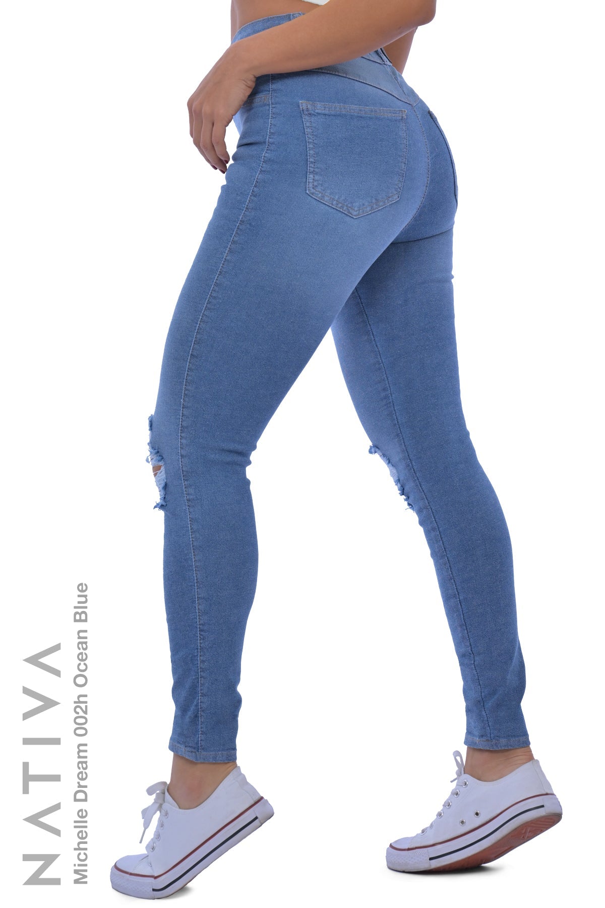 SUPER SKINNY JEANS, MICHELLE DREAM 002H OCEAN BLUE, Talle Alto. Moldeador Ultra Confortable. Jornada Prolongada. Tecnología No Stress®