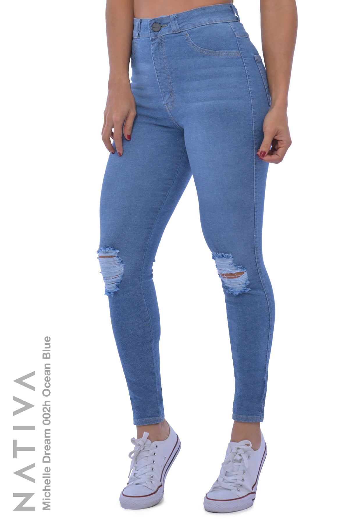 SUPER SKINNY JEANS, MICHELLE DREAM 002H OCEAN BLUE, Talle Alto. Moldeador Ultra Confortable. Jornada Prolongada. Tecnología No Stress®