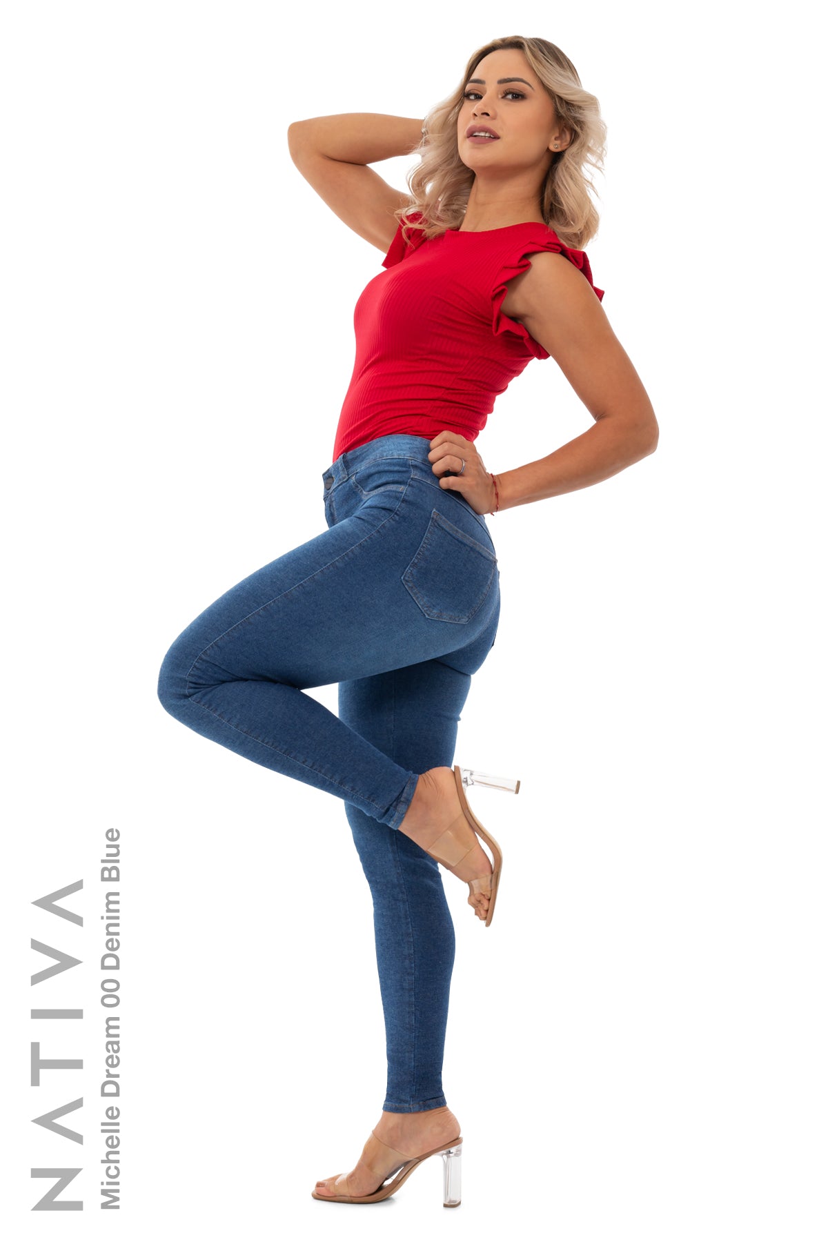 SUPER SKINNY JEANS, MICHELLE DREAM 00 DENIM BLUE, Talle Alto. Moldeador Ultra Confortable. Jornada Prolongada. Tecnología No Stress®