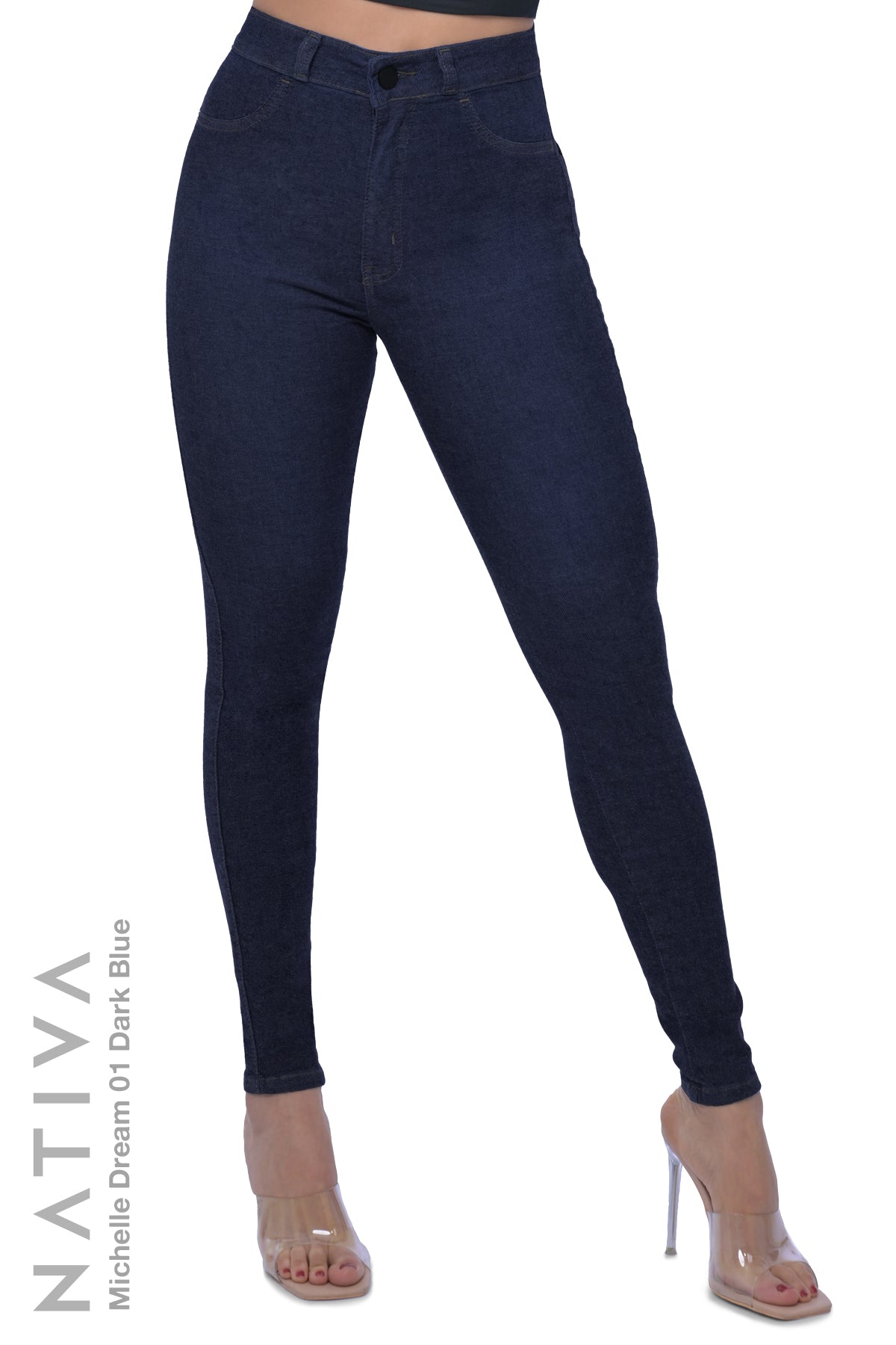 SUPER SKINNY JEANS, MICHELLE DREAM 01 DARK BLUE, Talle Alto. Moldeador Ultra Confortable. Jornada Prolongada. Tecnología No Stress®