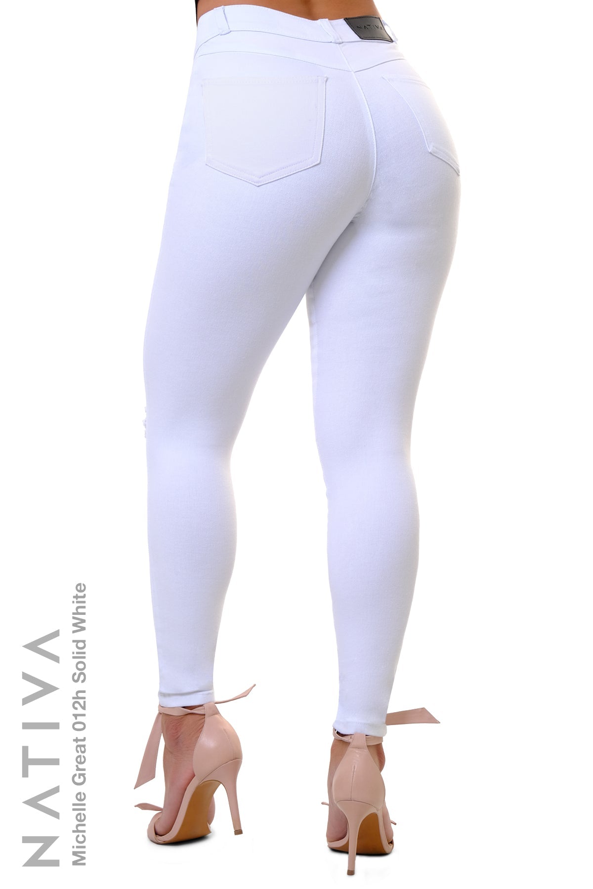 SUPER SKINNY JEANS, MICHELLE GREAT 012H WHITE, Talle Alto. Moldeador. Cuatro Estaciones. Tecnología No Stress®