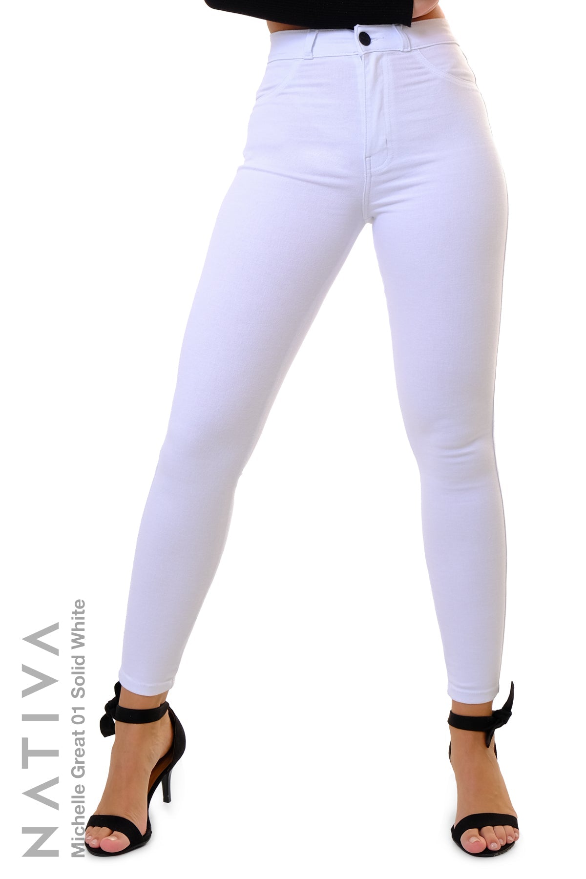 SUPER SKINNY JEANS, MICHELLE GREAT 01 WHITE, Talle Alto. Moldeador. Cuatro Estaciones. Tecnología No Stress®