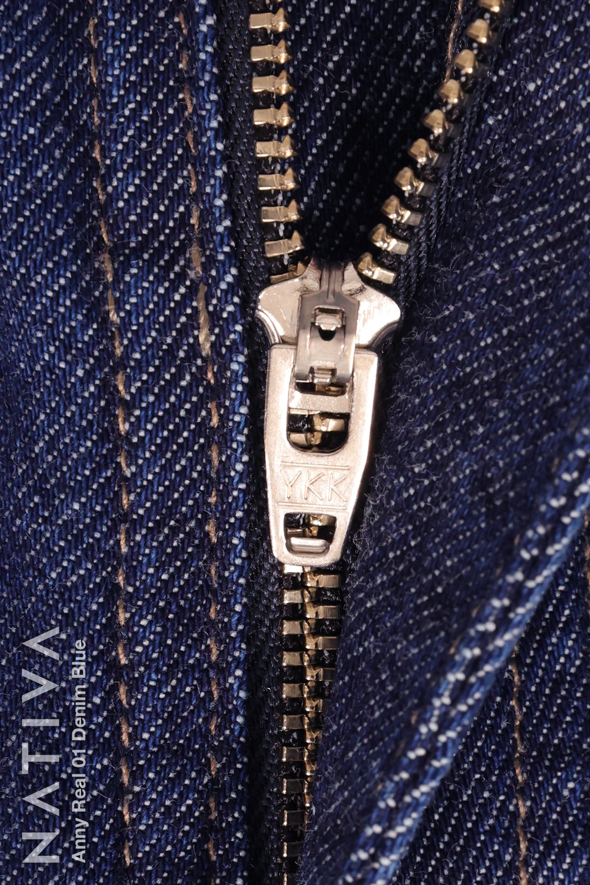 WIDE LEG True Denim Jeans, ANNY REAL 01 DENIM BLUE. Talle Alto. 100% Algodón Nativo Virgen. Rígido Auténtico e Interminable. Cintura Ajustable PERFECT FIT®