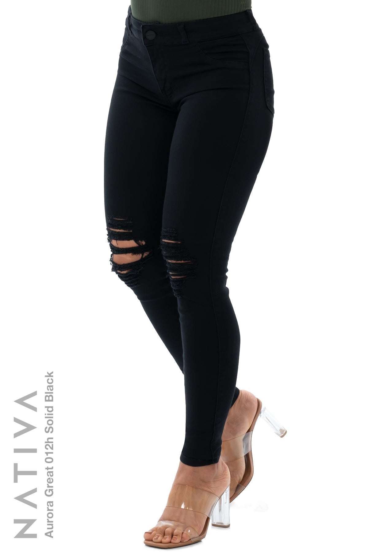 SUPER SKINNY JEANS, AURORA GREAT 012H BLACK, Talle Medio. Moldeador. Cuatro Estaciones. Tecnología No Stress®