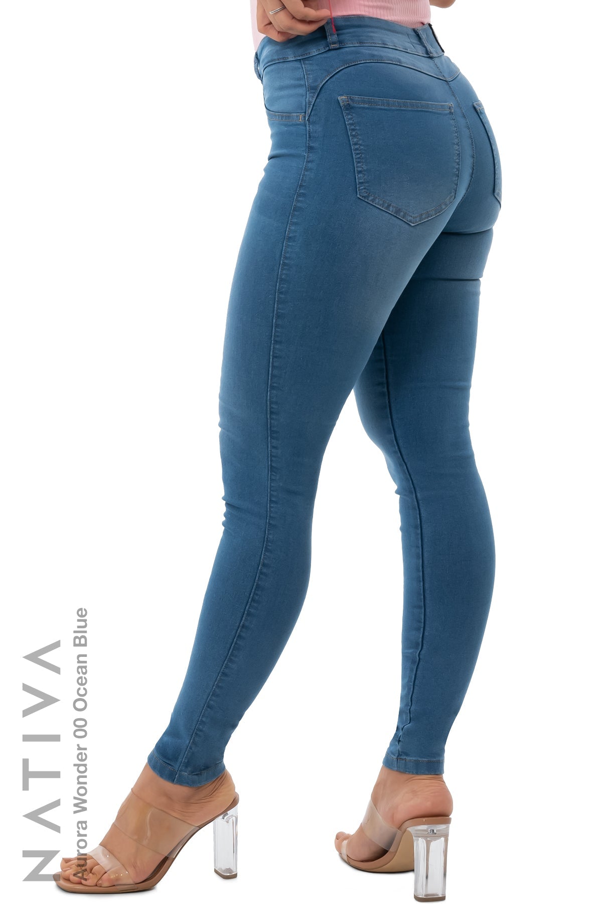 SUPER SKINNY JEANS, AURORA WONDER 00 OCEAN BLUE, Talle Medio. Moldeador y Afirmador. Casual 7 días. Tecnología No Stress®