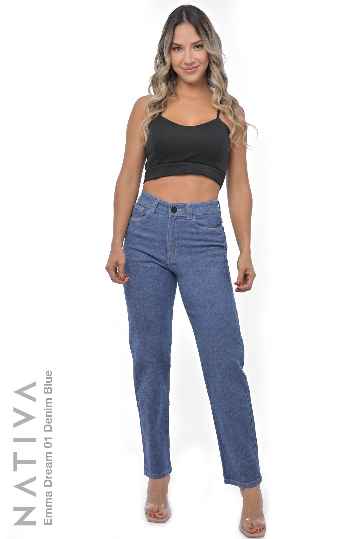 STRAIGHT JEANS, EMMA DREAM 01 DENIM BLUE. Talle Alto. Con tejidos super elásticos ESFD (Extreme Stretch Flattering Denim). Cintura Ajustable PERFECT FIT®