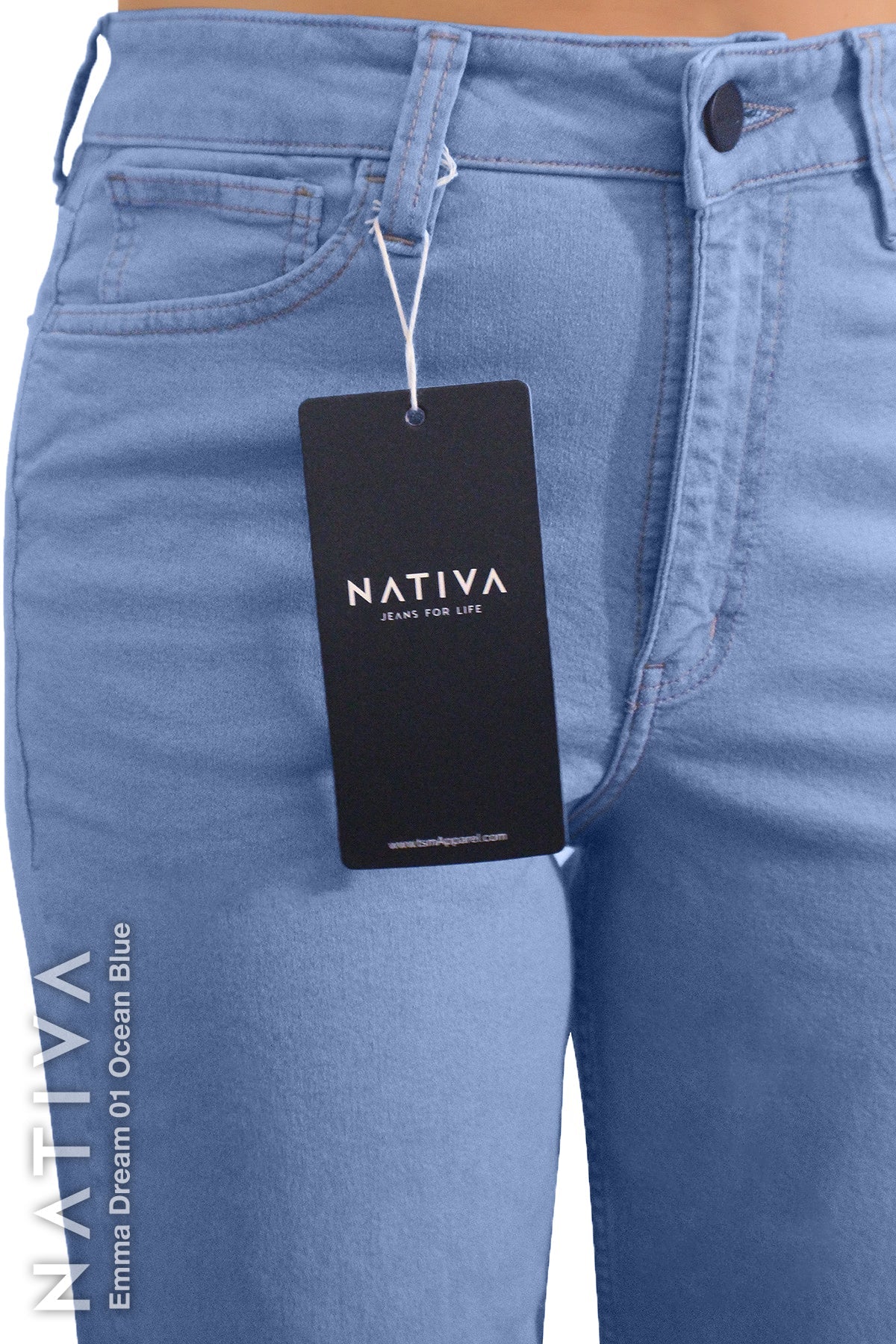STRAIGHT JEANS, EMMA DREAM 01 OCEAN BLUE. Talle Alto. Con tejidos super elásticos ESFD (Extreme Stretch Flattering Denim). Cintura Ajustable PERFECT FIT®