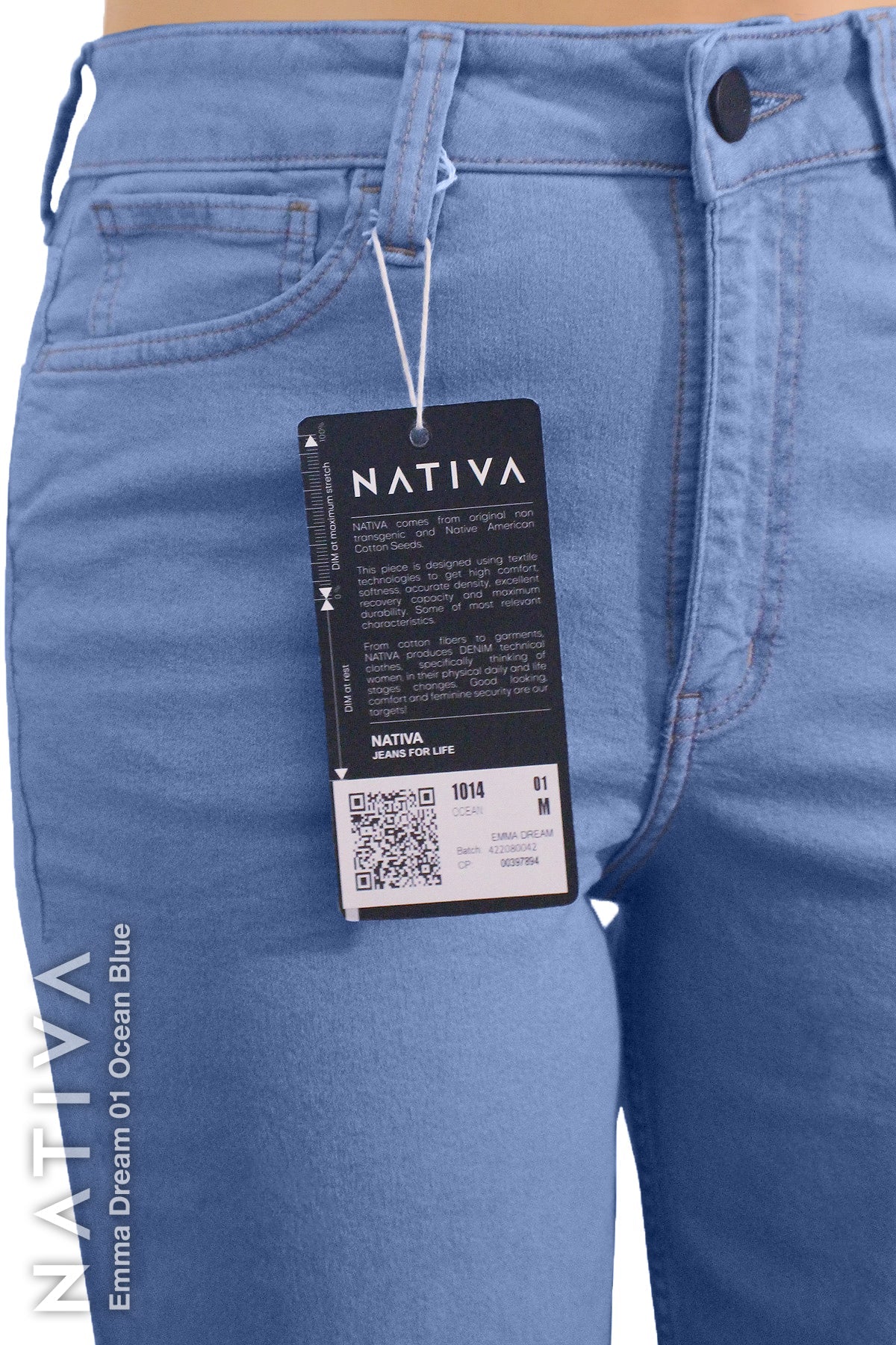 STRAIGHT JEANS, EMMA DREAM 01 OCEAN BLUE. Talle Alto. Con tejidos super elásticos ESFD (Extreme Stretch Flattering Denim). Cintura Ajustable PERFECT FIT®