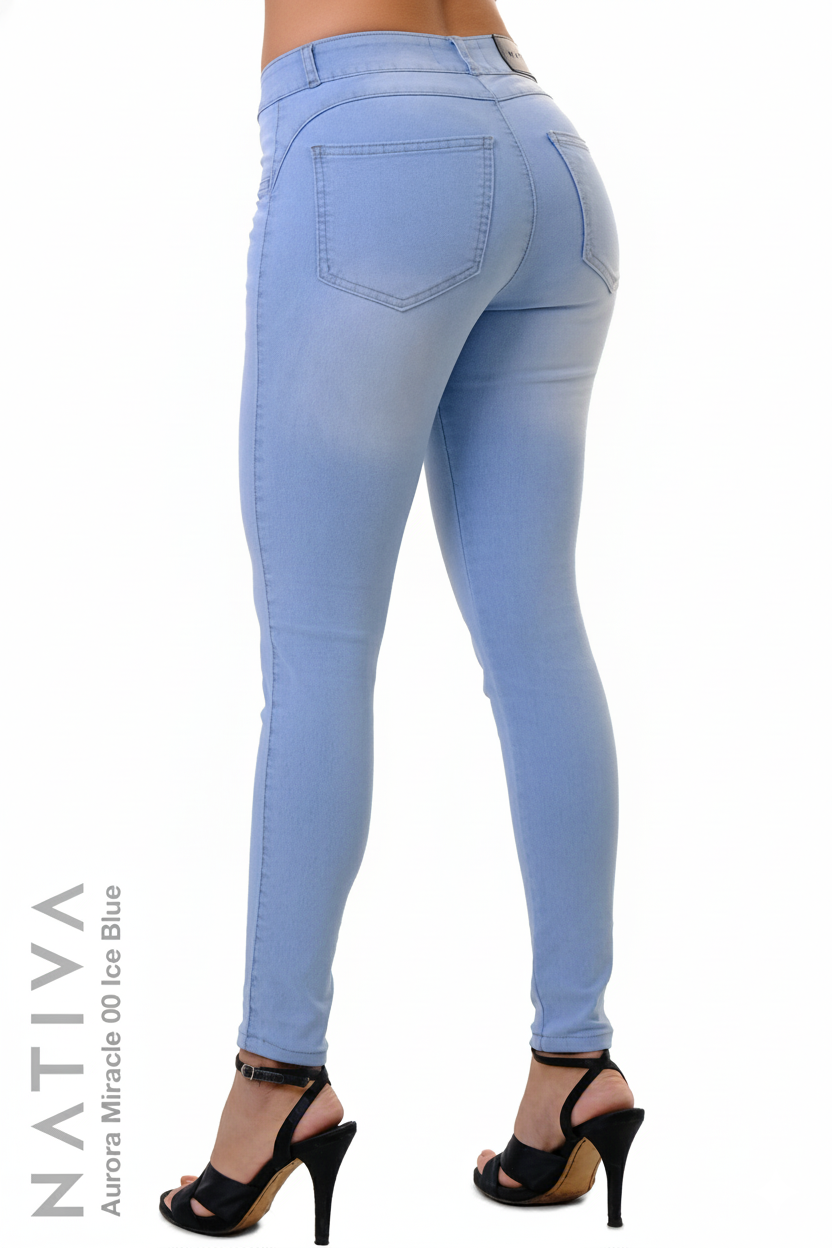 SUPER SKINNY JEANS, AURORA MIRACLE 00 ICE BLUE, Talle Medio. Moldeador. Movimiento Intenso. Tecnología No Stress®
