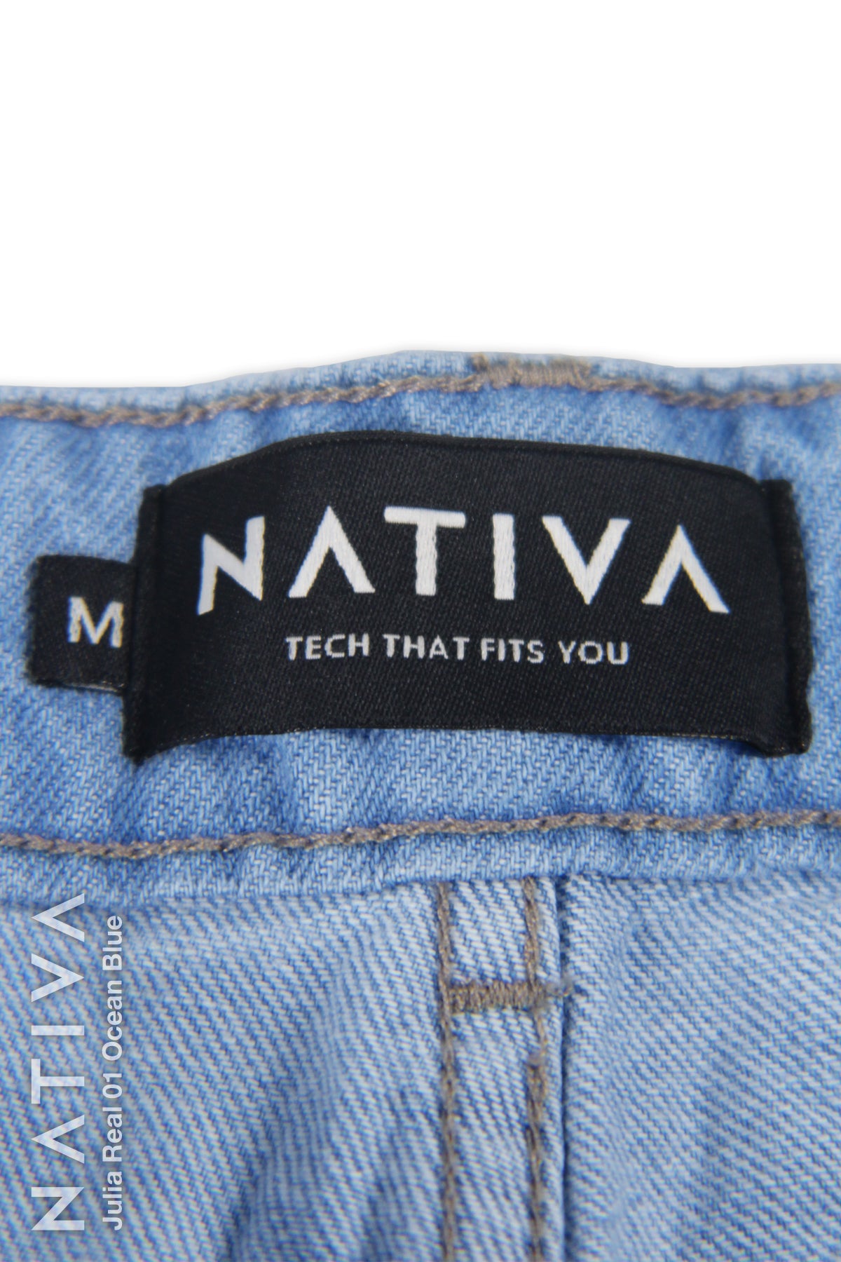 WIDE LEG True Denim Jeans, JULIA REAL 01 OCEAN BLUE. Talle Alto. 100% Algodón Nativo Virgen. Rígido Auténtico e Interminable. Cintura Ajustable PERFECT FIT®