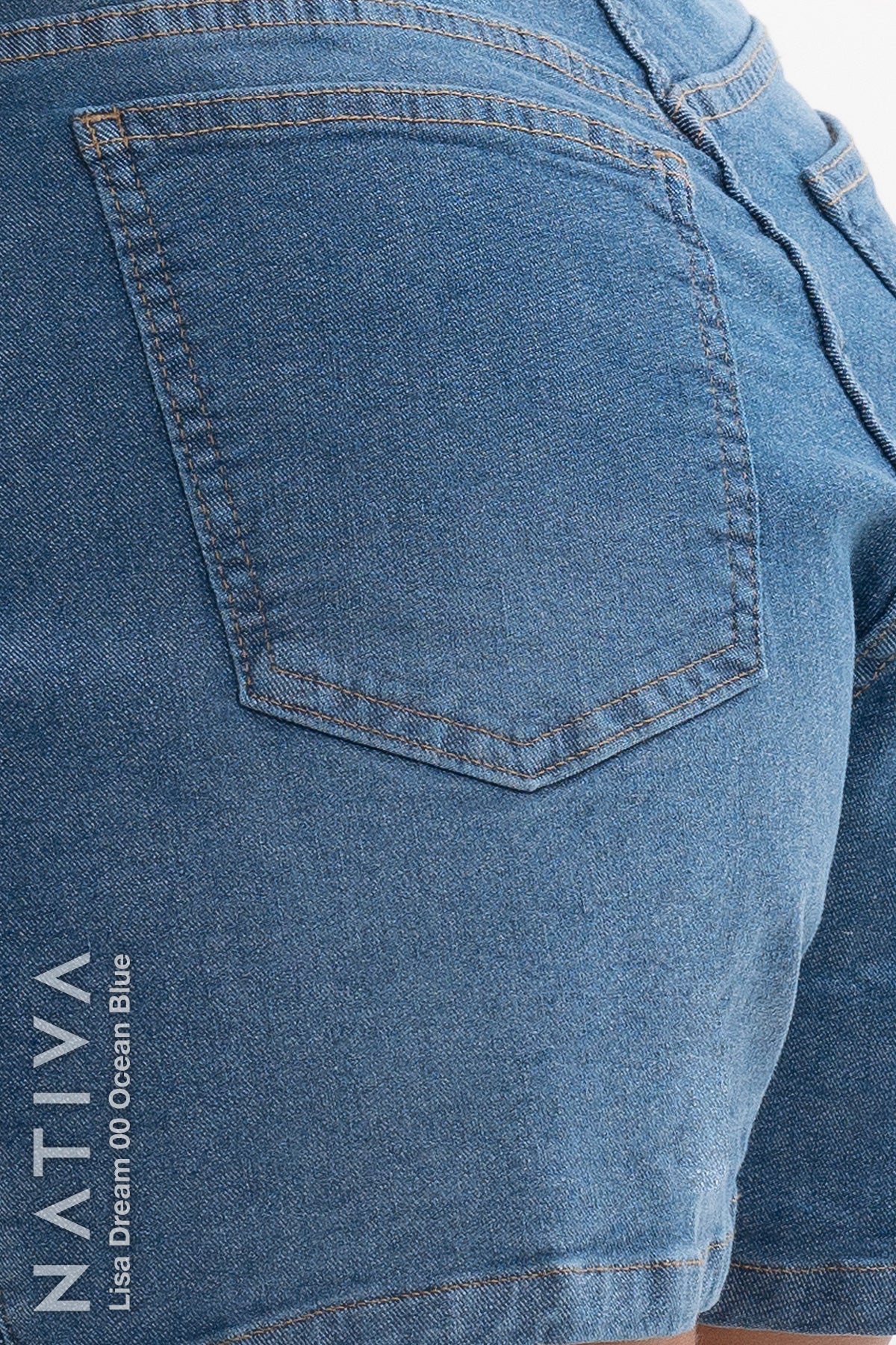 MOM SHORTS, LISA DREAM 00 OCEAN BLUE. Talle Alto. Ultra Confort. ESFD (Extreme Stretch Flattering Denim). Confort Extremo