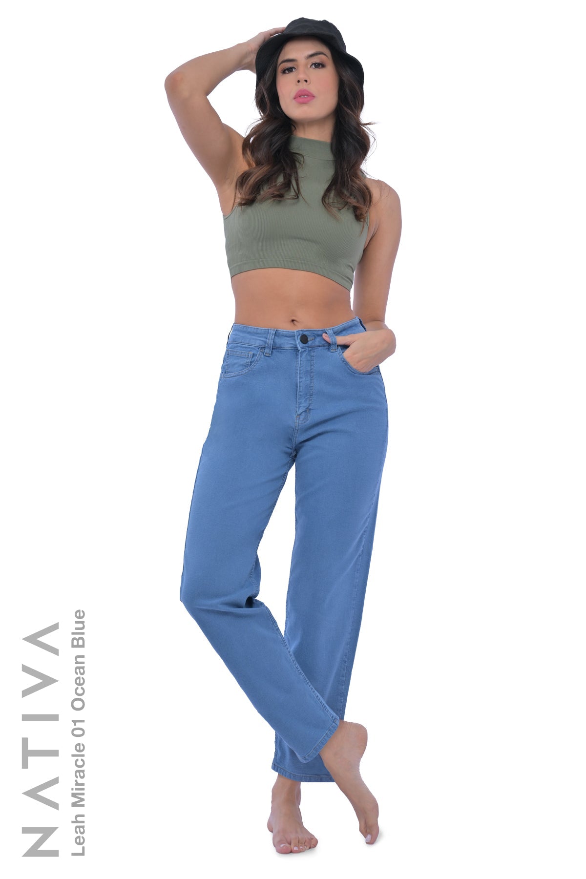 LEGGING JEANS, LEAH MIRACLE 01 OCEAN BLUE. Talle Alto. De Fácil Colocado y Tejido Super Elástico. Moldeador y Afirmador. Casual 7 días. Tecnología No Stress®