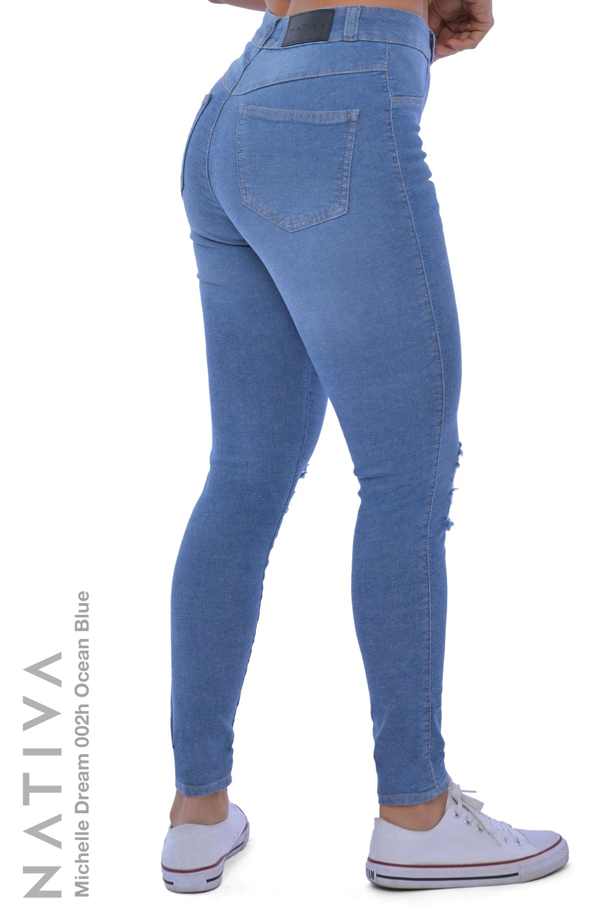SUPER SKINNY JEANS, MICHELLE DREAM 002H OCEAN BLUE, Talle Alto. Moldeador Ultra Confortable. Jornada Prolongada. Tecnología No Stress®