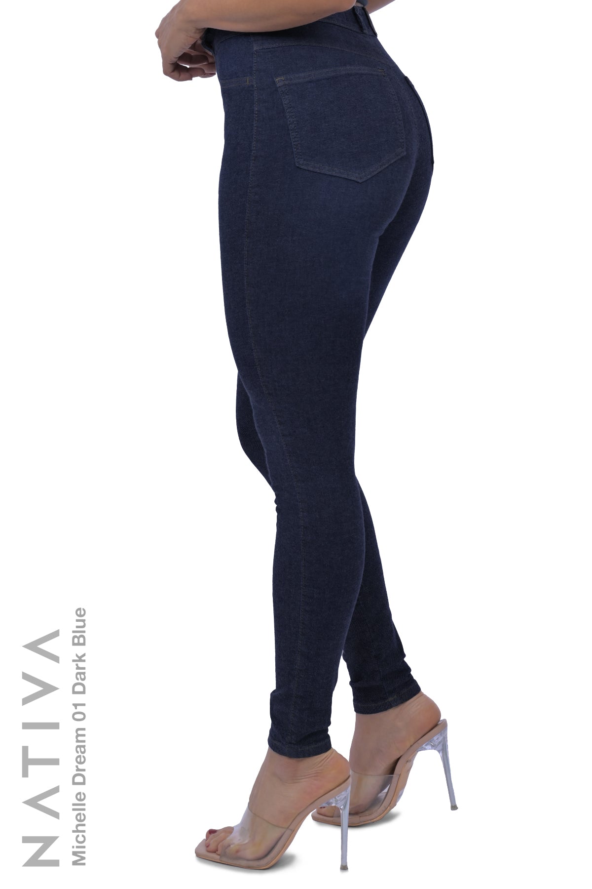 SUPER SKINNY JEANS, MICHELLE DREAM 01 DARK BLUE, Talle Alto. Moldeador Ultra Confortable. Jornada Prolongada. Tecnología No Stress®