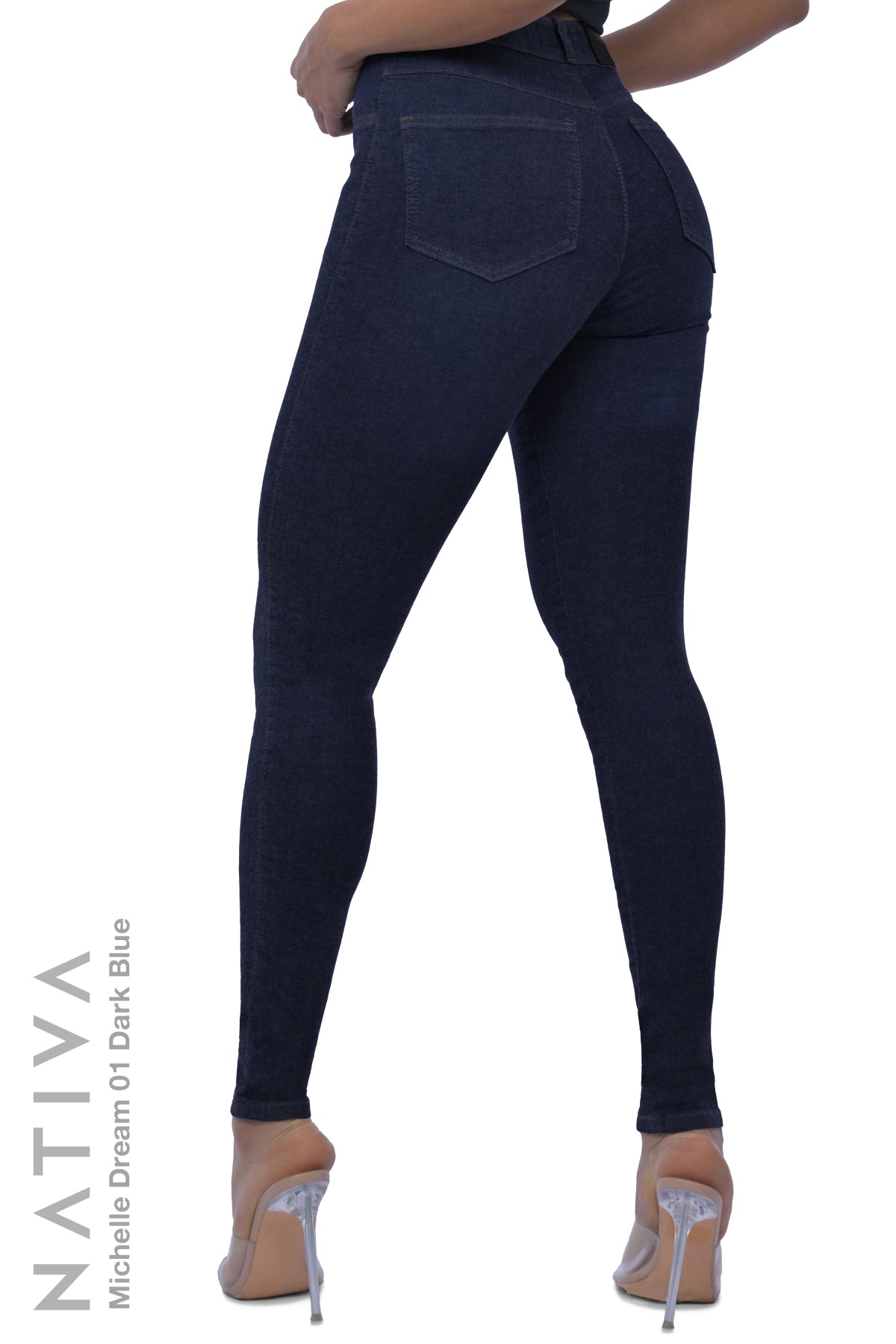 SUPER SKINNY JEANS, MICHELLE DREAM 01 DARK BLUE, Talle Alto. Moldeador Ultra Confortable. Jornada Prolongada. Tecnología No Stress®