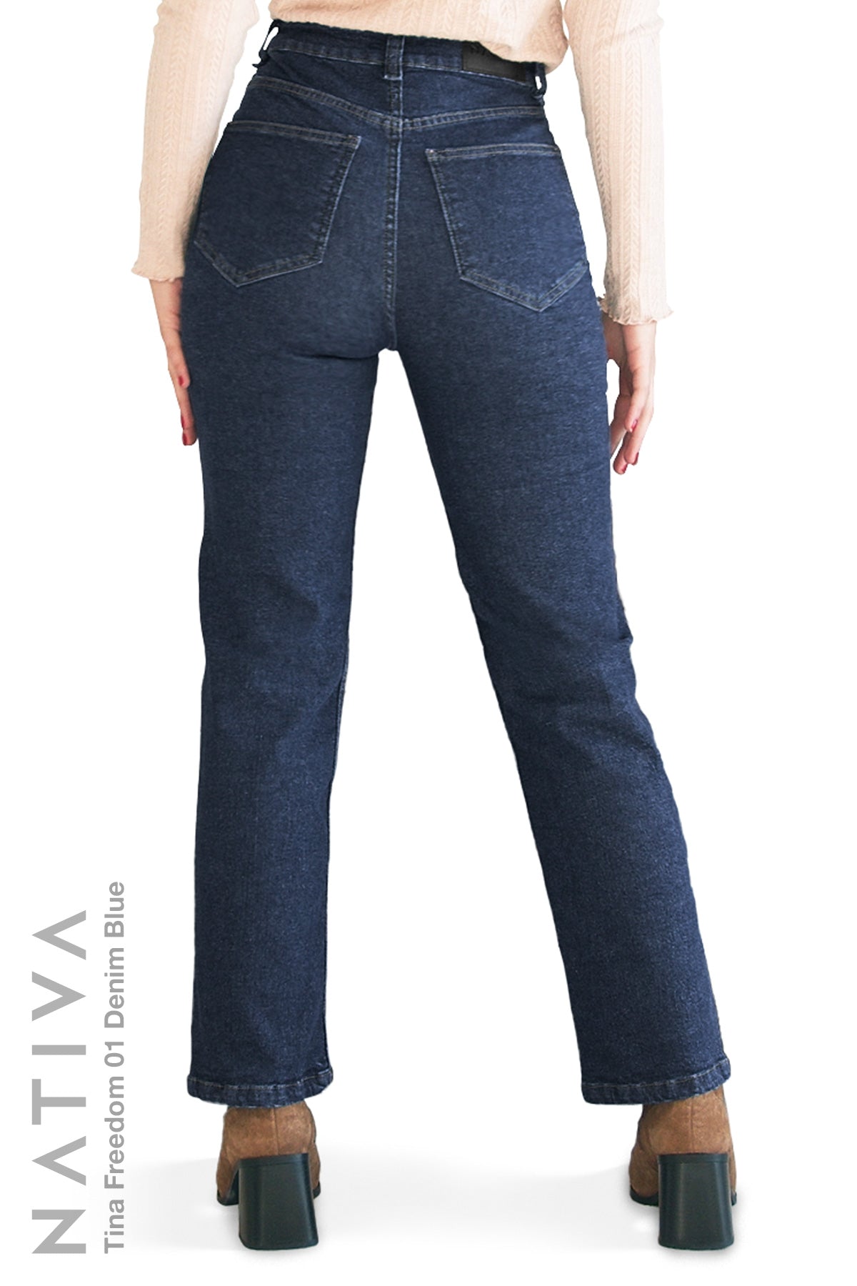 STRAIGHT JEANS, TINA FREEDOM 01. DENIM BLUE. Talle Alto. Con tejidos super elásticos ESFD (Extreme Stretch Flattering Denim). Cintura Ajustable®