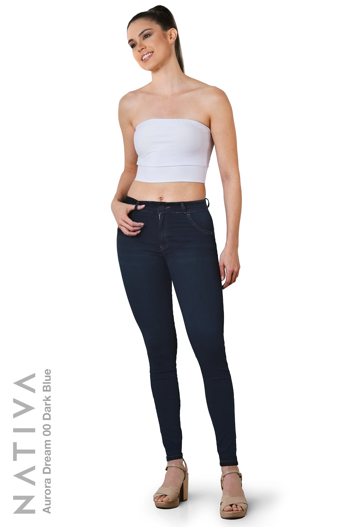 SUPER SKINNY JEANS, AURORA DREAM 00 DARK BLUE, Talle Medio. Moldeador Ultra Confortable. Jornada Prolongada. Tecnología No Stress®