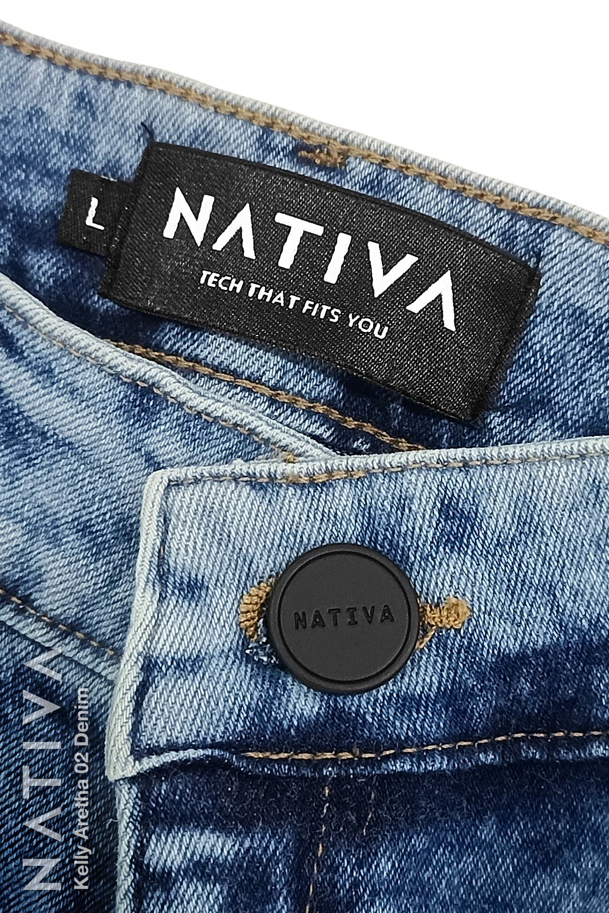 STRAIGHT JEANS, KELLY ARETHA 02 DENIM BLUE. Talle Medio. Con tejidos ESFD (Extreme Stretch Flattering Denim). Cintura Ajustable PERFECT FIT®